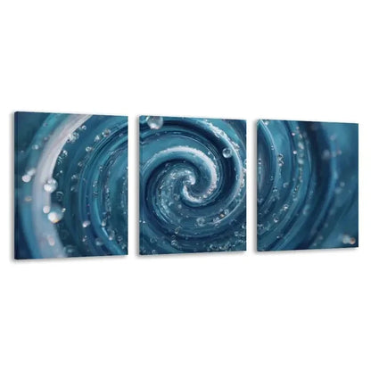 3pcs Blue Water Spiral in The Style Wall Art Set Canvas Framed 60x90cm - High Quality Print 100% Australian Made Wall Canvas Ready to Hang - Bella Home Decor
