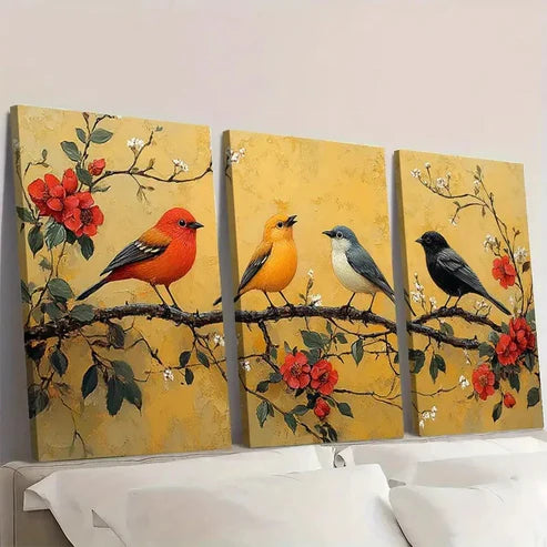 3pcs Vibrant Yellow Background Wall Art Canvas Unframed – High Quality Print 100% Australian Made Wall Canvas - Bella Home Decor