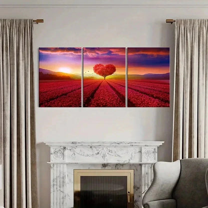 3pcs Red Love Trees Natural Landscape Wall Art Set Canvas Framed 60x90cm - High Quality Print 100% Australian Made Wall Canvas Ready to Hang