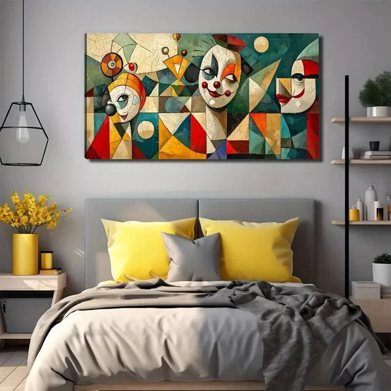 Funny Clown Perfect Wall Art Canvas Office Home Room Framed 120x60cm