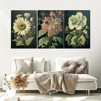 3pcs Elegant Floral Botanical Prints Wall Art Set Canvas Framed 40x60cm – High Quality Print, 100% Australian Made, Ready to Hang - Bella Home Decor