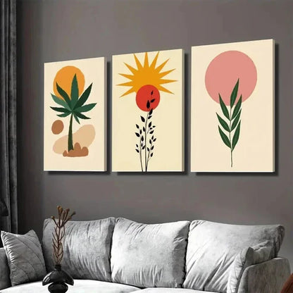 3pcs Boho Style Modern Abstract Tree  Wall Art Set Canvas Unframed - High Quality Print 100% Australian Made Wall Canvas - Bella Home Decor