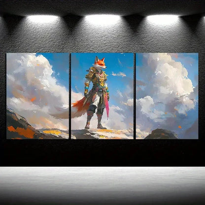 3pcs Beautiful Standing Red Fox Metal Print Ready to Hang Art - Bella Home Decor