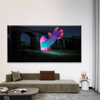Neon-Colored Hand Wall Art Canvas Office Home Room Framed 120x60cm