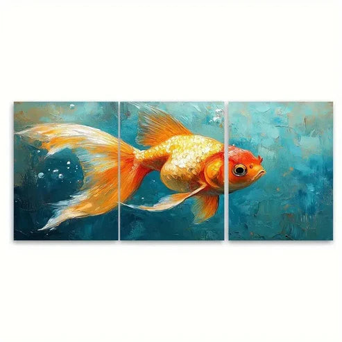 3pcs Goldfish Painting Fish ET Wall Art Set Canvas Unframed – High Quality Print, 100% Australian Made Wall Canvas - Bella Home Decor