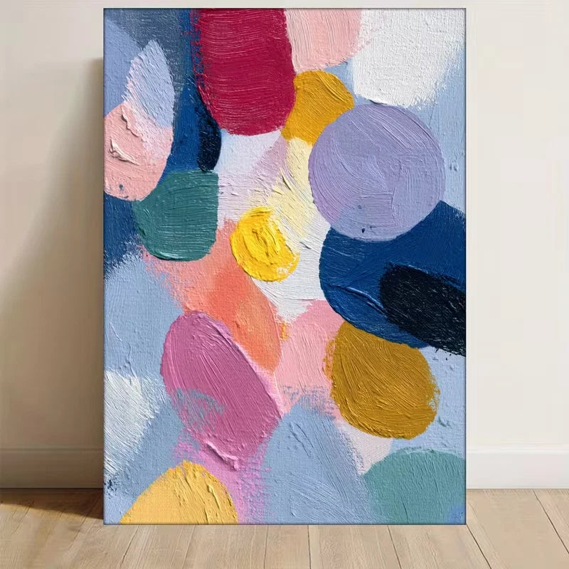 Vibrant Colorful Shapes on Light Blue Background Metal Print Ready to Hang