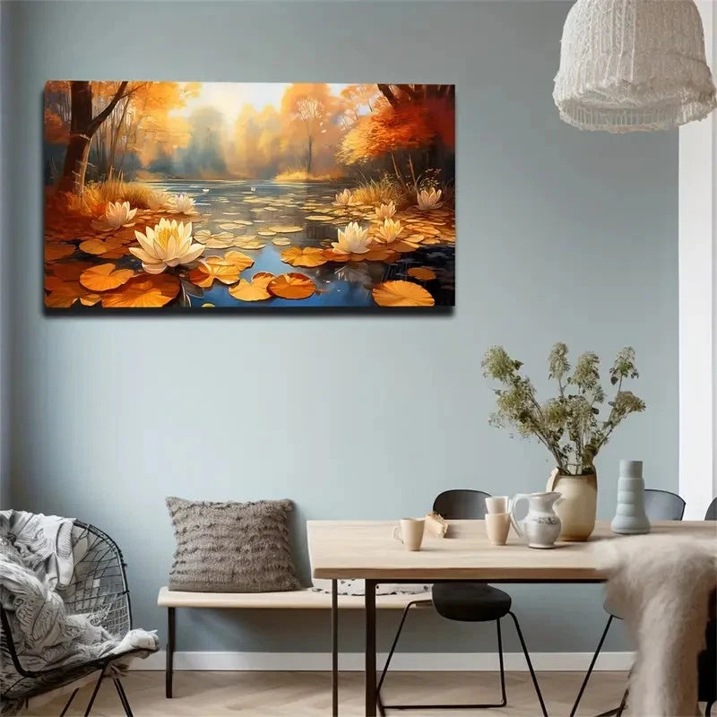 Surreal For Lotus Pond Scene Wall Art Canvas Office Home Room Framed 120x60cm