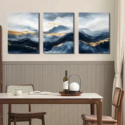 3pcs Abstract Mountain Landscape Texture Wall Art Set Canvas Unframed - High Quality Print 100% Australian Made Wall Canvas - Bella Home Decor