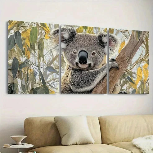 3pcs The Classic Koala A Stamp of Nostalgia Wall Art Set Canvas Unframed – High Quality Print, 100% Australian Made Wall Canvas - Bella Home Decor