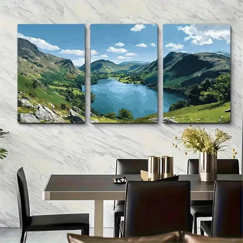 3pcs Lake District Landscape Decor Perfect Wall Art Set Canvas Framed 50x70cm - High Quality Print 100% Australian Made Wall Canvas Ready to Hang