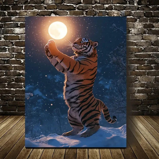 Realistic Scene of Tiger Dancing Under Sun 40x60cm Metal Print Ready to Hang - Bella Home Decor