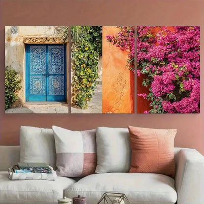 3pcs Vintage Moroccan Aesthetic Blue Perfect Wall Art Canvas Unframed – High Quality Print 100% Australian Made Wall Canvas