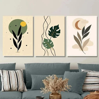 3pcs Modern Abstract Leaf Nature Botanical Wall Art Set Canvas Framed 50x70cm - High Quality Print 100% Australian Made Wall Canvas Ready to Hang