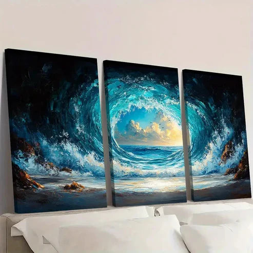 3pcs Ocean Beach Beach Vibes TY Wall Art Set Canvas Unframed - High Quality Print 100% Australian Made Wall Canvas