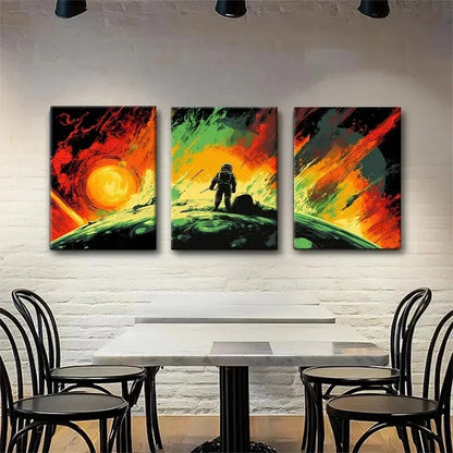 3pcs Astronaut Space Adventure Sci-Fi Perfect Wall Art Set Canvas Framed 60x90cm - High Quality Print 100% Australian Made Wall Canvas Ready to Hang - Bella Home Decor
