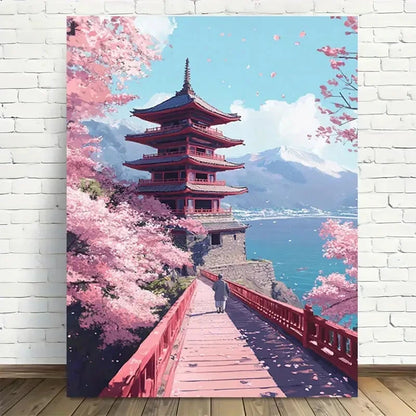 Beautiful Cherry Blossom Modern Vintage Painting 40x60cm Metal Print Ready to Hang - Bella Home Decor