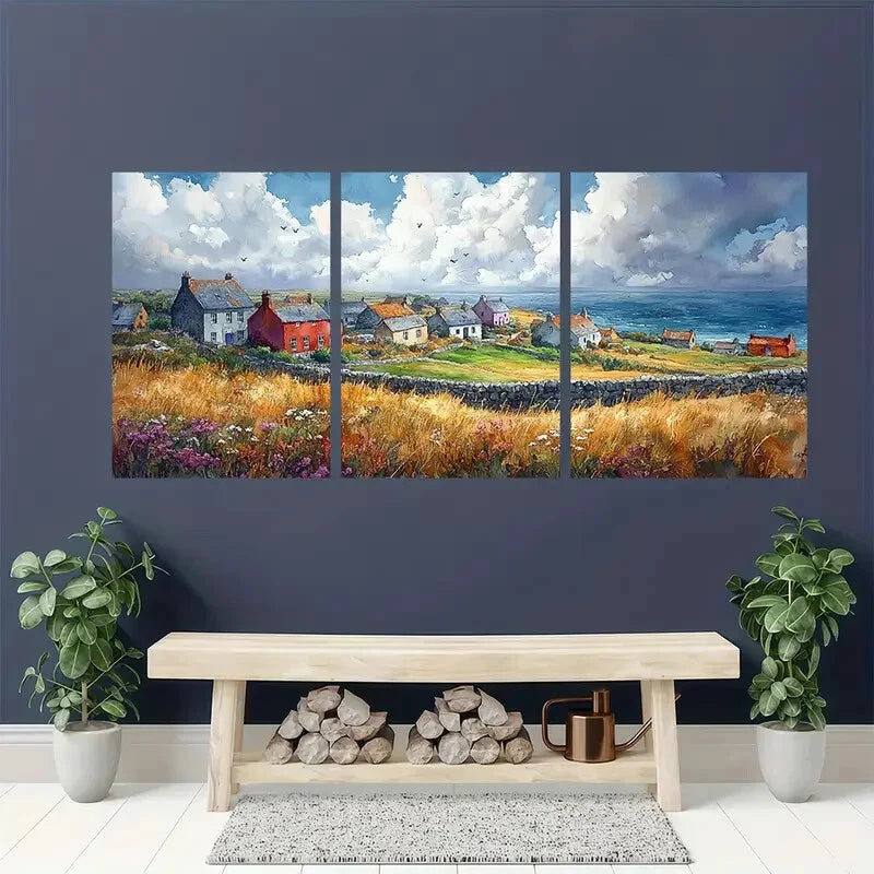 3pcs Doolin Painting County Clare Art Irish Doolin Metal Print Ready to Hang Art - Bella Home Decor