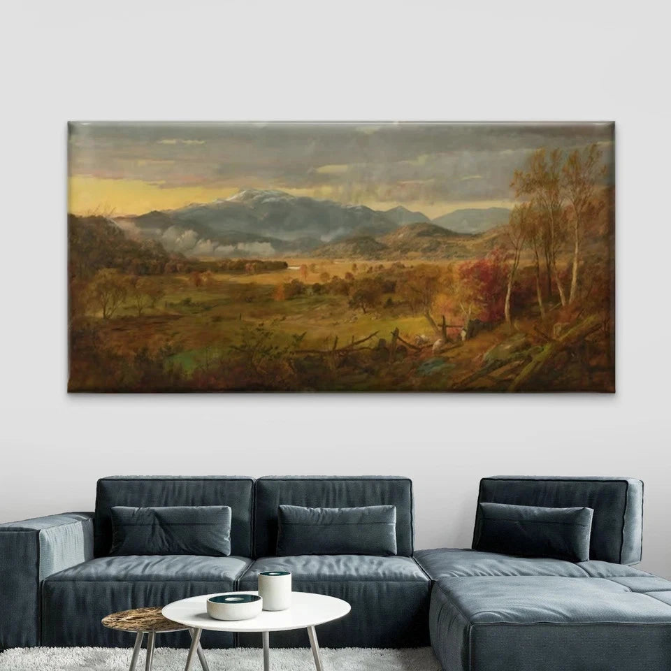 Autumn Mountain Valley Wall Art Canvas Office Home Room Framed 120x60cm