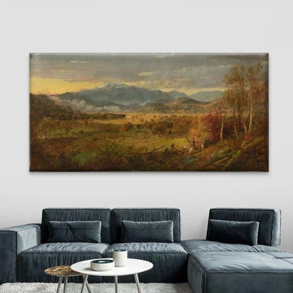 Autumn Mountain Valley Wall Art Canvas Office Home Room Framed 120x60cm
