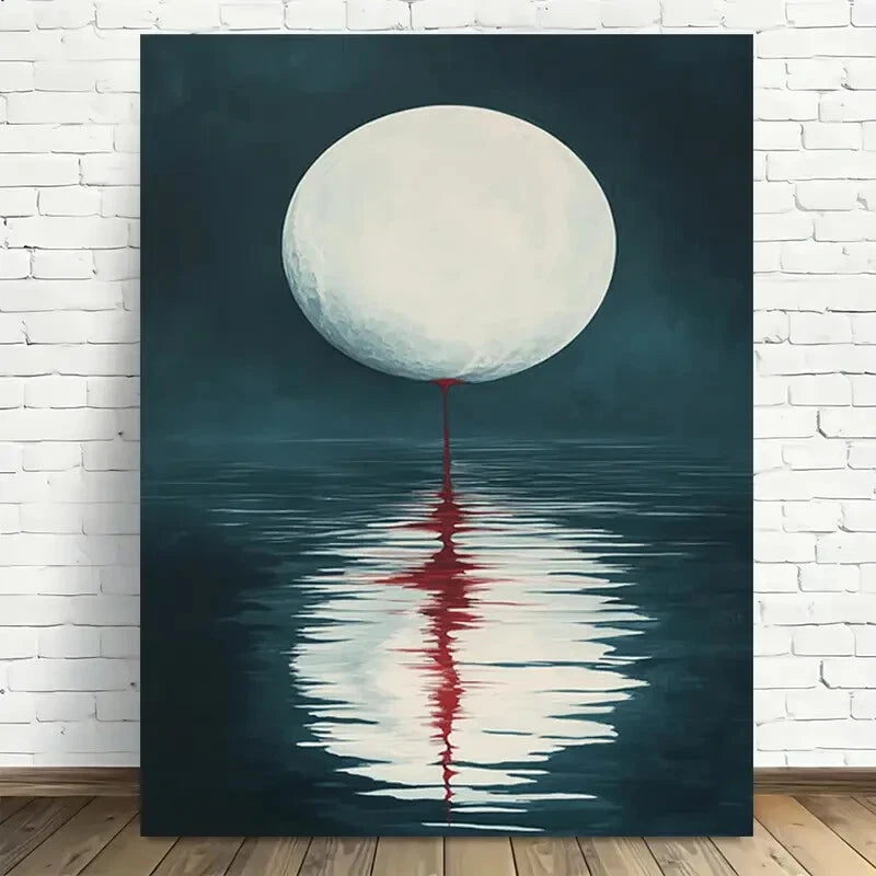 Beautiful Moonlit Reflections Moonlit Painting 40x60cm Metal Print Ready to Hang - Bella Home Decor