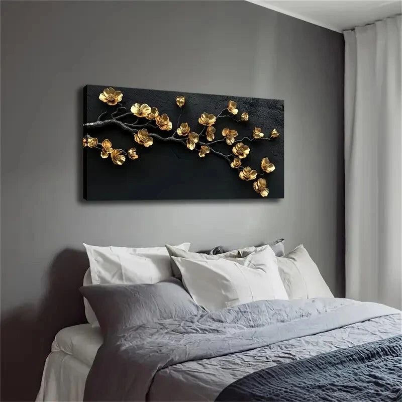 The Iron Material Magnolcia Wall Art Canvas Office Home Room Framed 120x60cm - Bella Home Decor