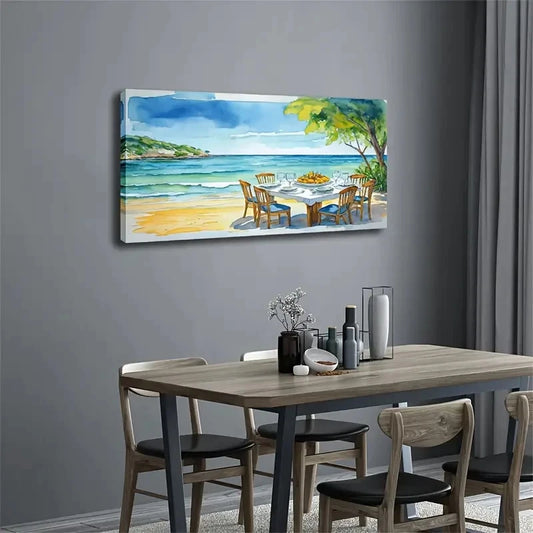 Minimalist Seaside Resort Wall Art Canvas Office Home Room Framed 120x60cm