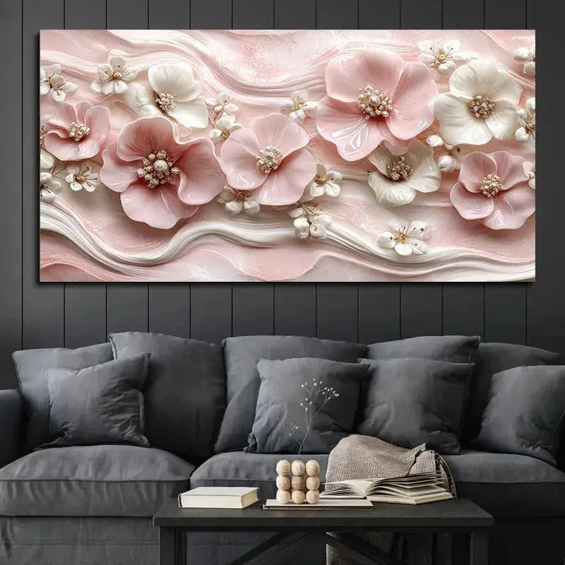 Luxury Colourful Flower Wall Art Canvas Office Home Room Framed 120x60cm