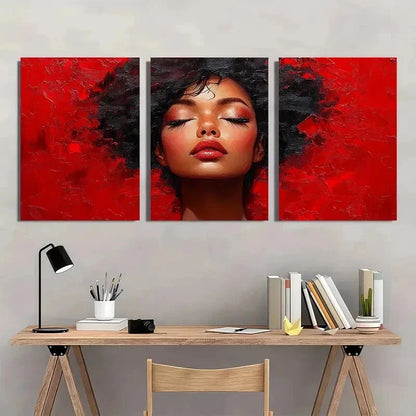 3pcs Red & Black Modern Elegant Perfect Wall Art Set Canvas Framed 40x60cm - High Quality Print 100% Australian Made Wall Canvas Ready to Hang - Bella Home Decor
