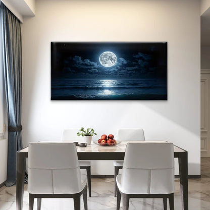 Midnight Ocean Horizon Wall Art Canvas Office Home Room Framed 120x60cm - Bella Home Decor