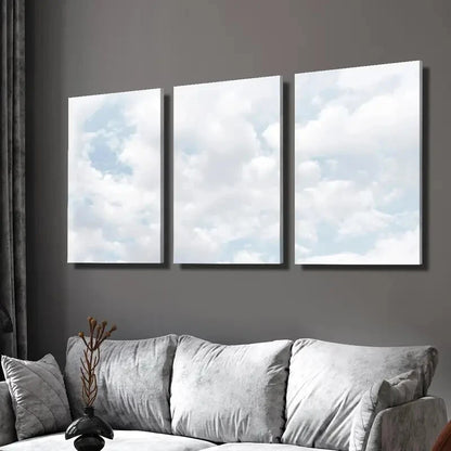 3pcs Blue Sky Cloud Serene Nature Perfect Wall Art Set Canvas Framed 40x60cm - High Quality Print 100% Australian Made Wall Canvas Ready to Hang - Bella Home Decor