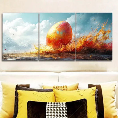 3 PCS Featuring Vibrant Easter Eggs Colorful Wall Art Set Canvas Unframed - High Quality Print 100% Australian Made Wall Canvas - Bella Home Decor