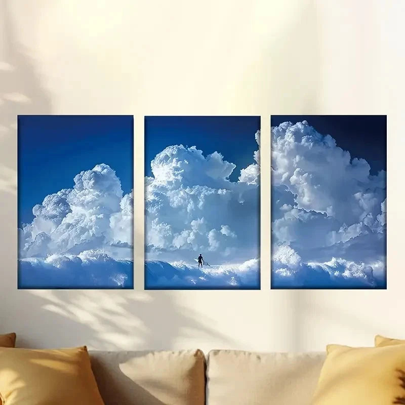 3pcs Charming Blue Sky And Huge Waves Wall Art Set Canvas Framed 40x60cm - High Quality Print 100% Australian Made Wall Canvas Ready to Hang - Bella Home Decor