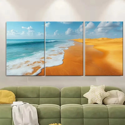 3pcs Beautiful Golden Sand Dunes Metal Print Ready to Hang Art - Bella Home Decor