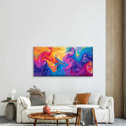 Psychedelic Swirl Rainbow Color Wall Art Canvas Office Home Room Framed 120x60cm