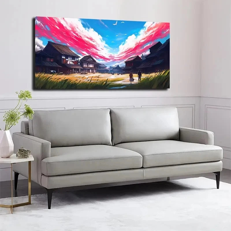 Landscape with Soaring Wall Art canvas office home room framed 120x60cm - Bella Home Decor