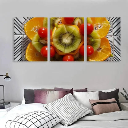 3pcs Flower Arrangement Made of Orange & Kiwi  Wall Art Set Canvas Framed 50x70cm - High Quality Print 100% Australian Made Wall Canvas Ready to Hang