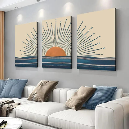 3pcs Abstract Sunset Contemporary Perfect Wall Art Set Canvas Framed 60x90cm - High Quality Print 100% Australian Made Wall Canvas Ready to Hang - Bella Home Decor