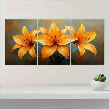 3pcs Yellow Lily Art Canvas Print Yellow Wall Art Canvas Unframed – High Quality Print 100% Australian Made Wall Canvas