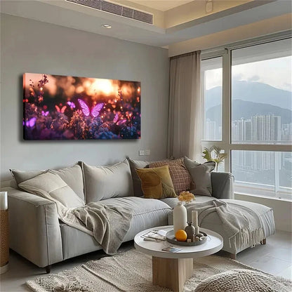 Butterflies in Blossom Décor Wall Art Canvas Office Home Room Framed 120x60cm - Bella Home Decor