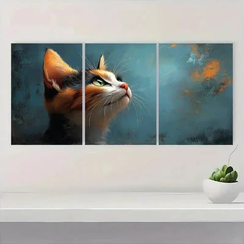 3pcs Vintage Calico Cat Animal Wall Art Canvas Unframed - High Quality Print 100% Australian Made Wall Canvas