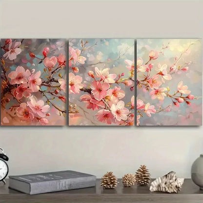 3pcs Cherry Tree Wall Art Painting Metal Print Ready to Hang Art - Bella Home Decor