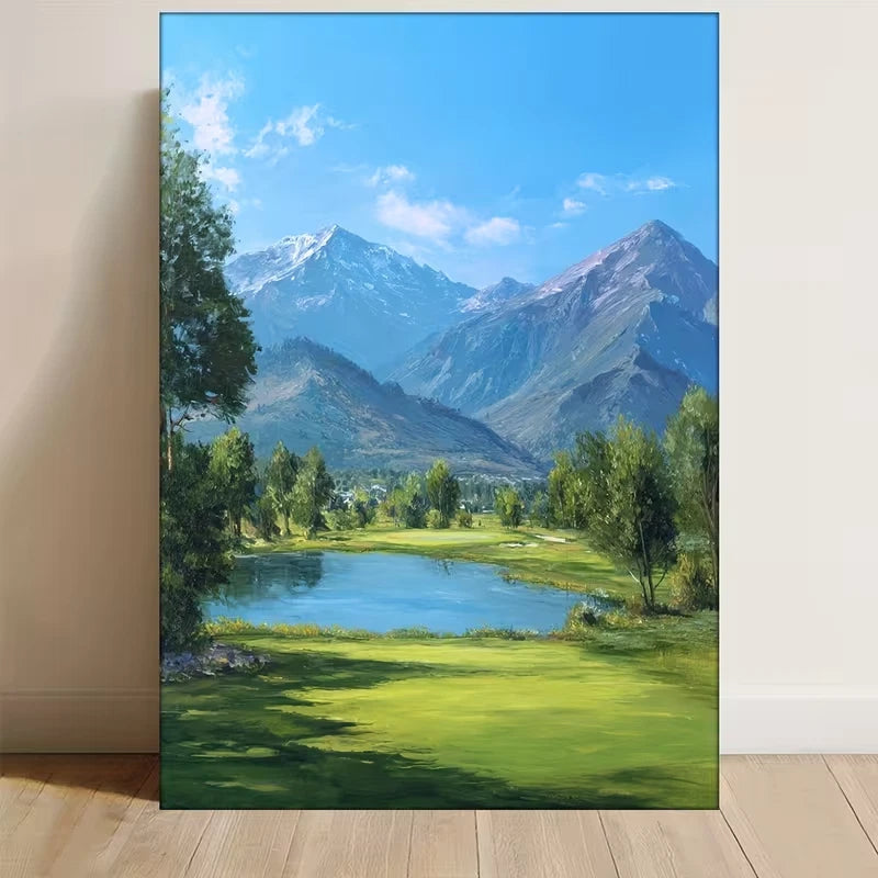 Mountain with Snow-Capped Peaks Metal Print Ready to Hang
