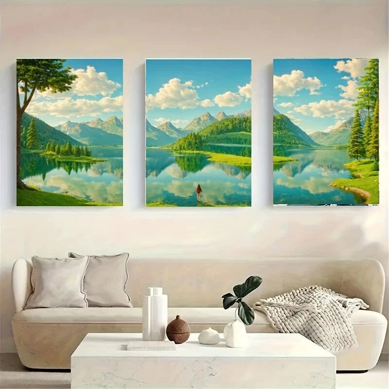 3pcs A Person Standing in The Middle Wolf Metal Print Ready to Hang Art