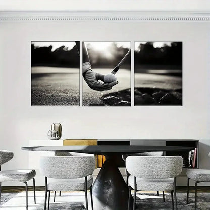 3pcs Modern Classic Black and White Metal Print Ready to Hang Art - Bella Home Decor