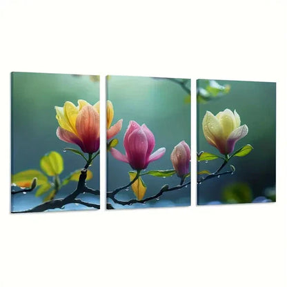 3pcs Flowers After the Rain Nature Landscapes Wall Art Set Canvas Unframed - High Quality Print 100% Australian Made Wall Canvas - Bella Home Decor