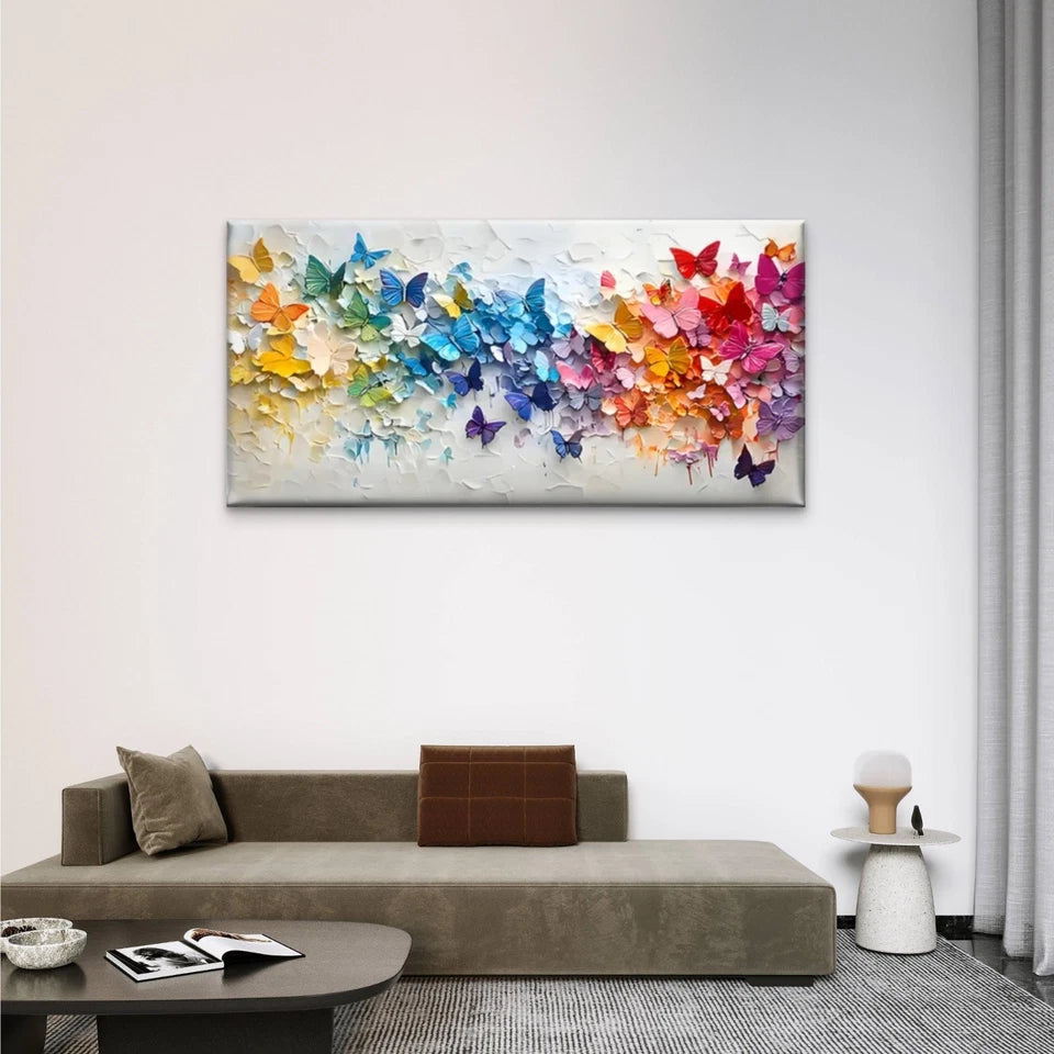 Colorful Abstract Butterfly Wall Art Canvas Office Home Room Framed 120x60cm - Bella Home Decor