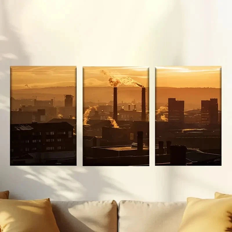 3pcs Sunset ruins Wall Art Set Canvas Framed 50x70cm - High Quality Print 100% Australian Made Wall Canvas Ready to Hang