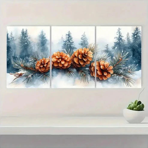 3pcs Serene Evergreen Forest Wall Art Canvas Unframed - High Quality Print 100% Australian Made Wall Canvas