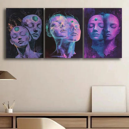 3pcs Abstract Imaginary Head Design Wall Art Set Canvas Framed 40x60cm - High Quality Print 100% Australian Made Wall Canvas Ready to Hang - Bella Home Decor