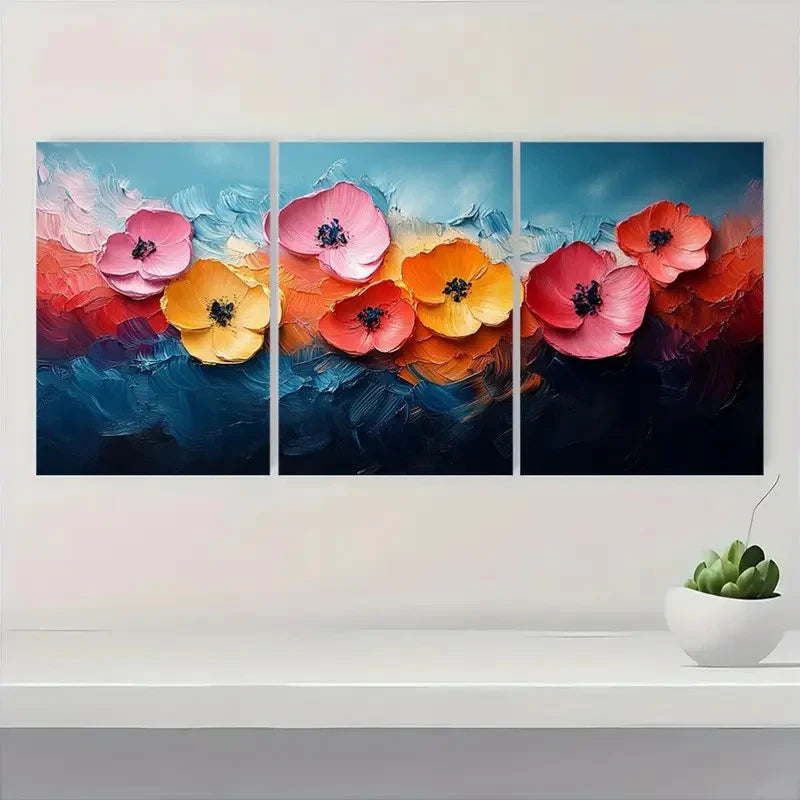 3pcs Botanical Print Classic Flowers A  Wall Art Set Canvas Framed 60x90cm - High Quality Print 100% Australian Made Wall Canvas Ready to Hang - Bella Home Decor